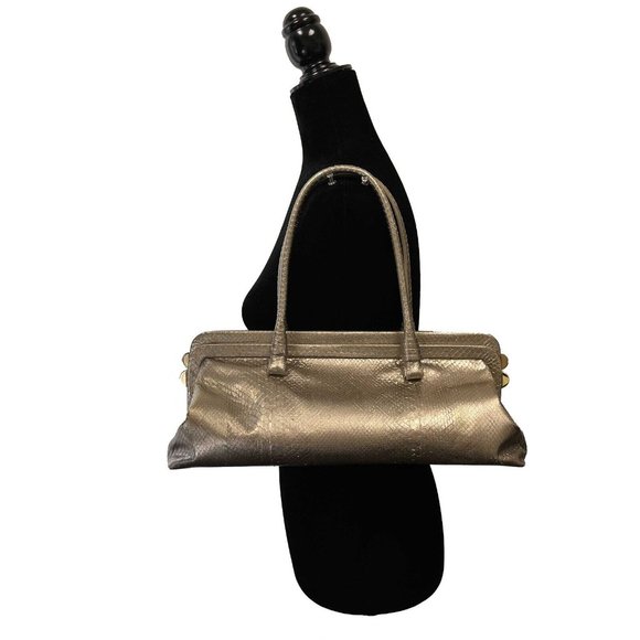 Bottega Veneta - Silver Iridescent Python Skin Top Handle Shoulder Bag - Picture 2 of 16